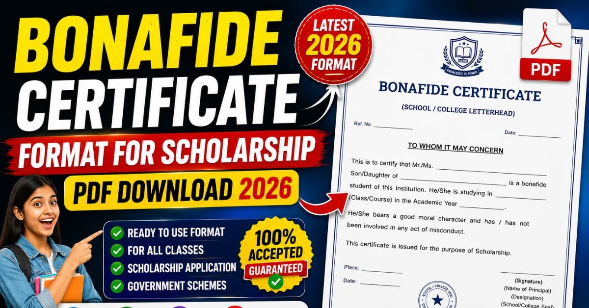 Bonafide certificate format for scholarship PDF download