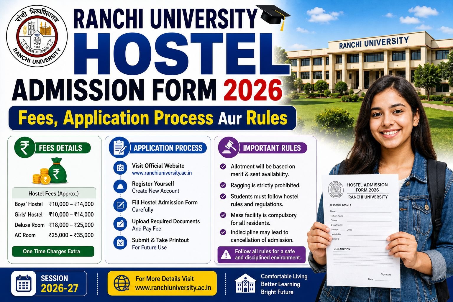 Ranchi University Hostel Admission Form